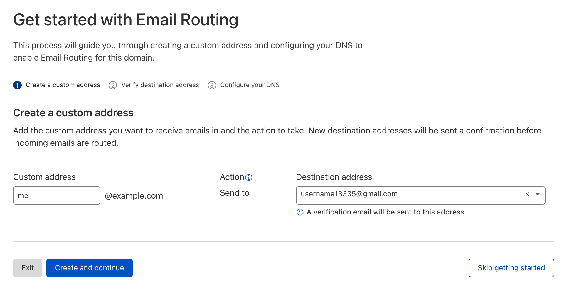 get started email routing